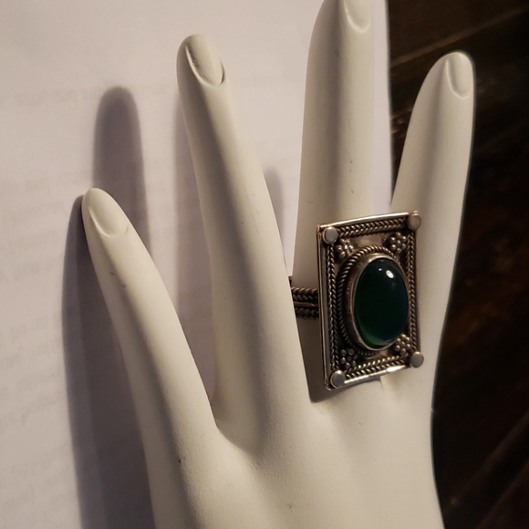 Vintage (80s) Egyptian Sterling Silver Adjustable Ring - Picture 2 of 6